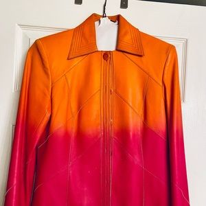 Vintage Ombré Genuine Leather Blazer Jacket